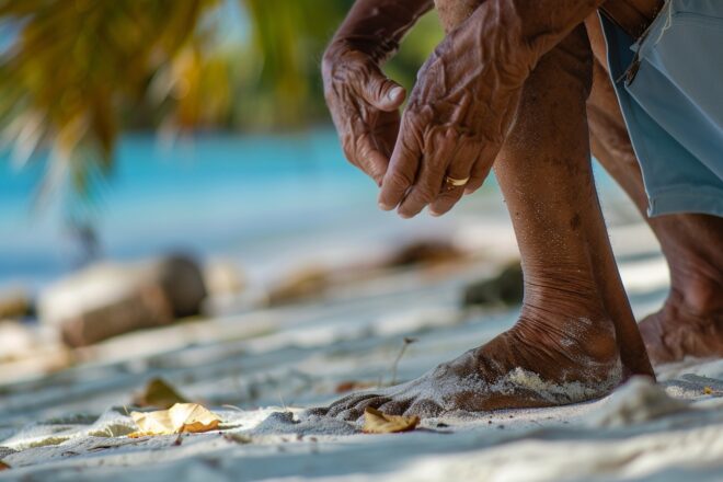 Illustration. Une douleur au pied.