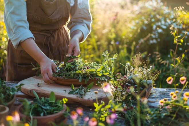 Illustration. Sélection d'herbes médicinales.