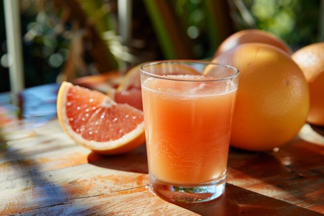 Illustration. Un jus de pamplemousse frais.