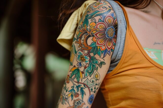 Illustration. Un bras tatoué.