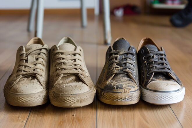 Illustration. Des chaussures qui méritent un coup de propre.