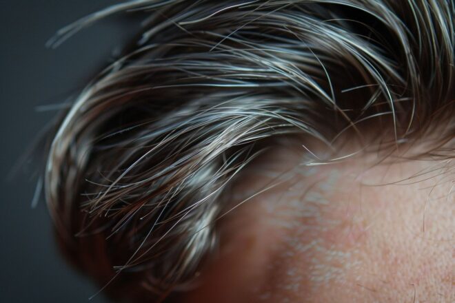 Image d'illustration. Apparition des premiers cheveux blanc