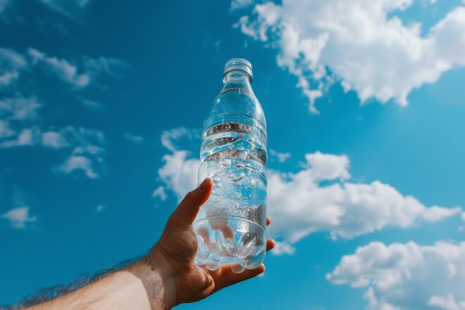 Illustration. Une bouteille d'eau minerale.