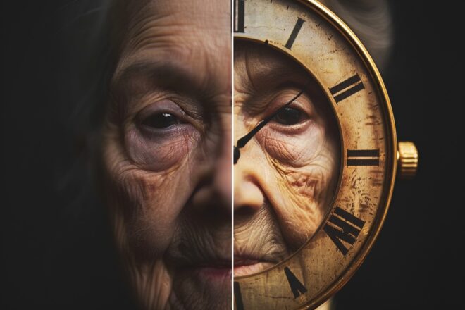 Illustration. L'horloge du vieillissement.