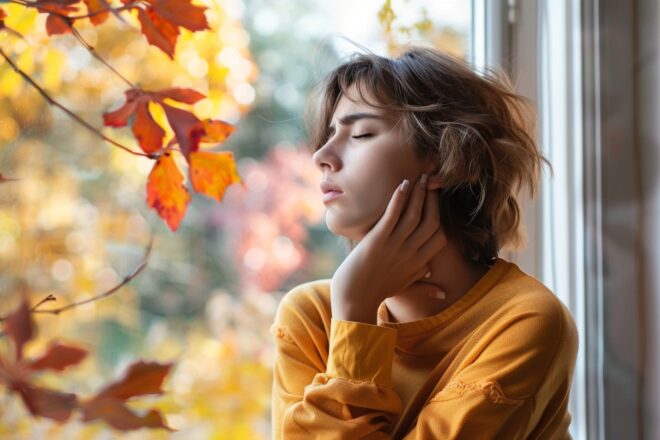 Image d'illustration. Femme maux de gorge malade