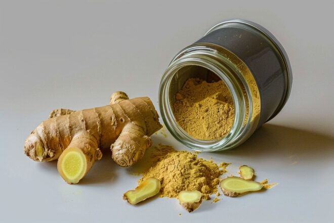 Image d'illustration. Gingembre en poudre et gingembre frais