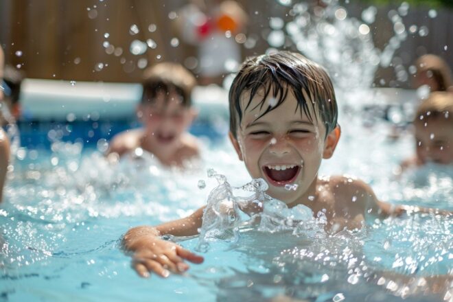 Image d'illustration. Des enfants jouent dans l'eau dans une piscine