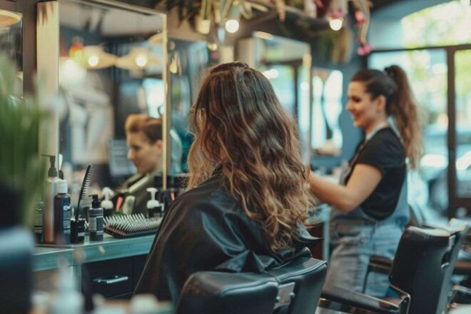 Image d'illustration. Station de coiffure avec grand miroir