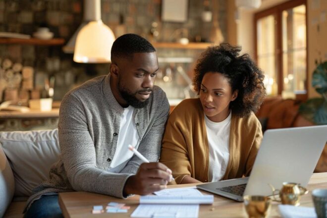 Image d'illustration. un couple faisant des projets