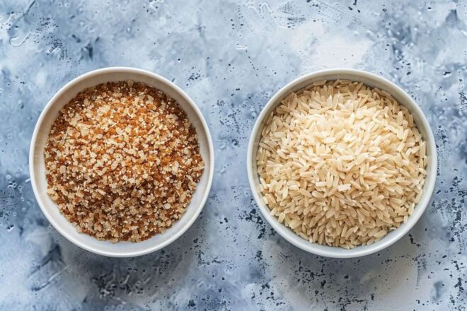 Image d'illustration. Comparaison riz brun et riz blanc
