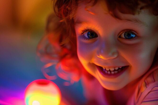 Image d'illustration. Enfant avec un jouet lumineux.