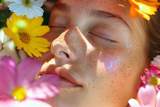 Éclat solaire sur la peau