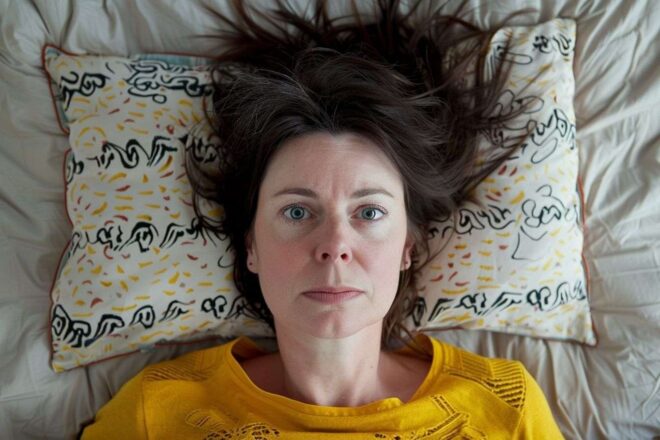 Femme frustrée réveillée dans son lit