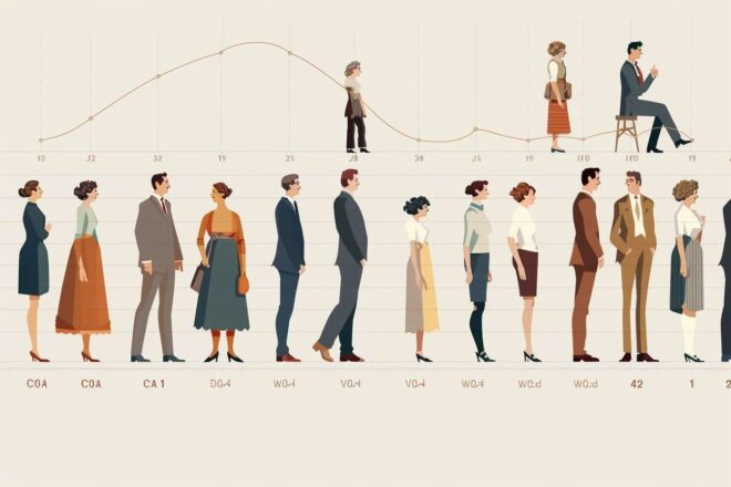 Image d'illustration. Graphique sur les tendances de la taille des hommes et des femmes