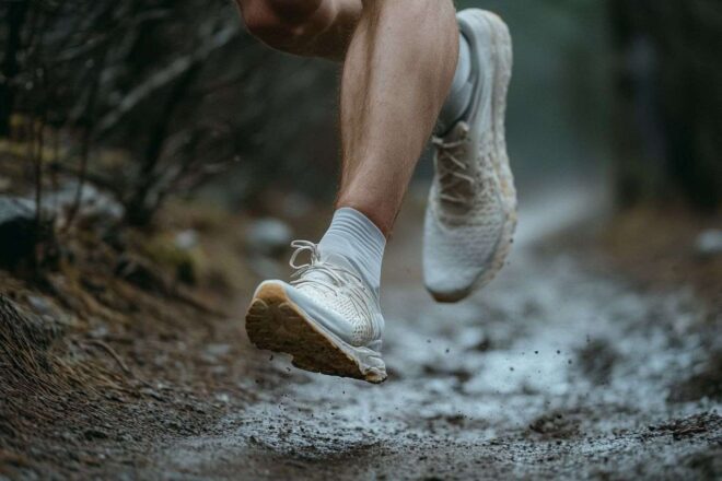 Photo de course à pied montrant la forme et les chaussures.