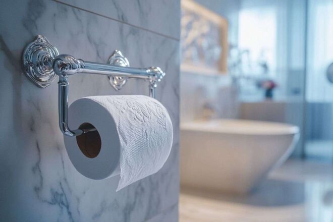 Porte papier toilette élégant avec éléments décoratifs