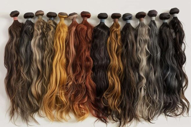 Échantillons de cheveux colorés