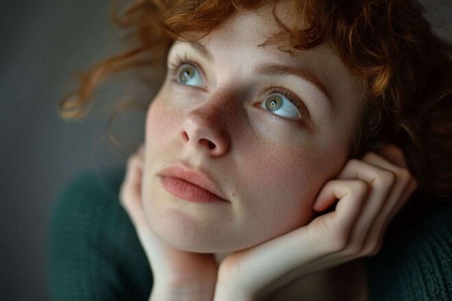 Femme réfléchissant
