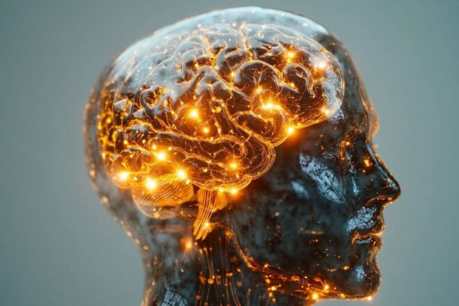 Représentation visuelle du cerveau avec zones de stress