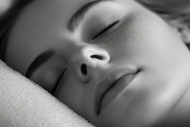 Visage serein en sommeil