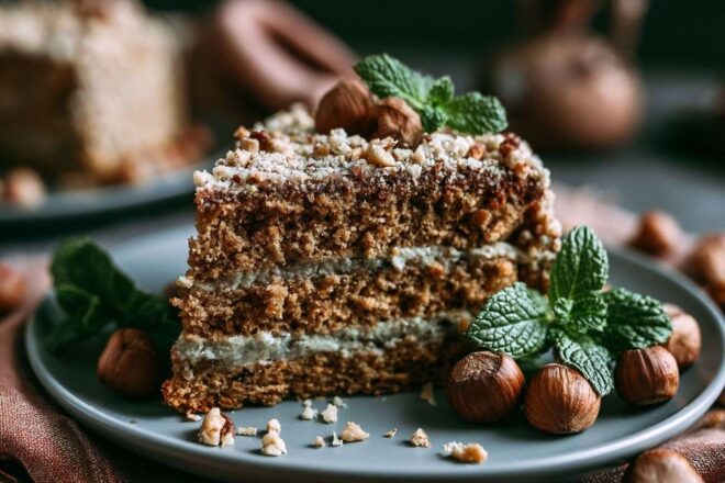 Part de gâteau aux noisettes