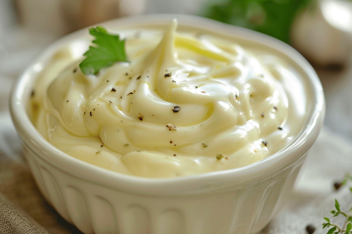 Illustration. De la mayonnaise maison.