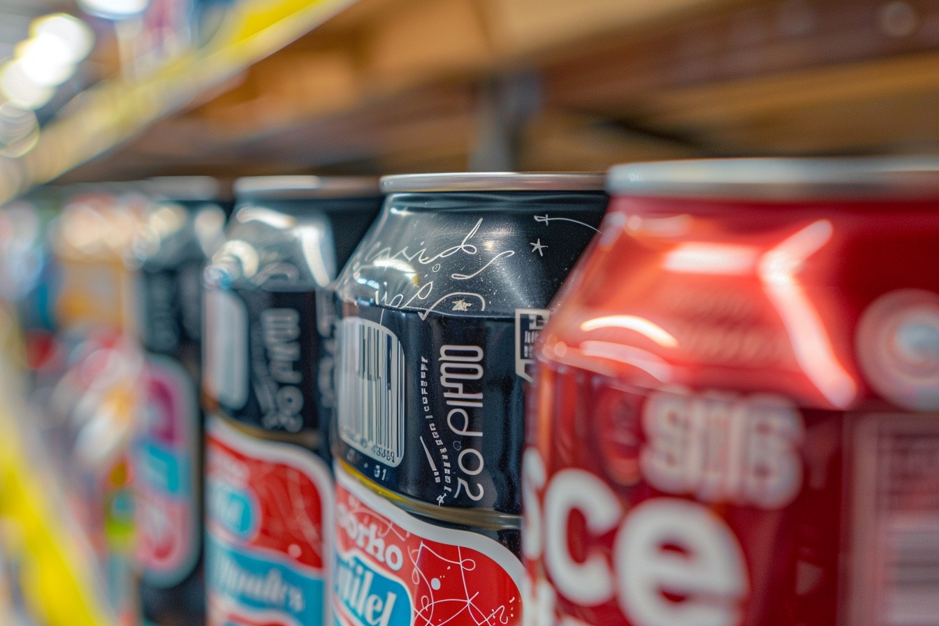 Illustration. Des cannettes de soda.