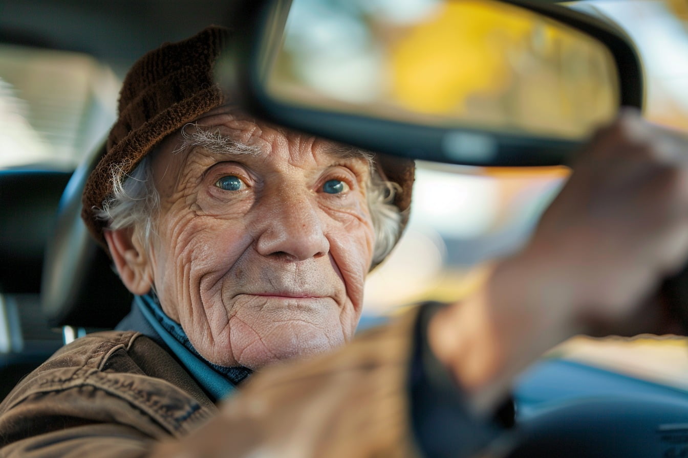 Image d'illustration. Senior au volant d'une voiture pour passer son permis de conduire
