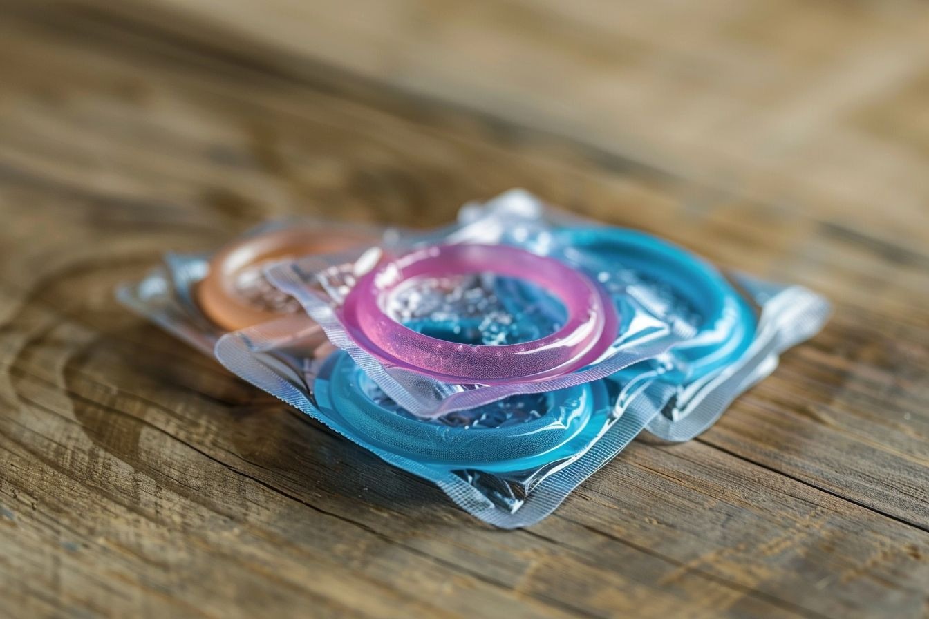 Image d'illustration. Différents préservatifs colorés posés sur une table