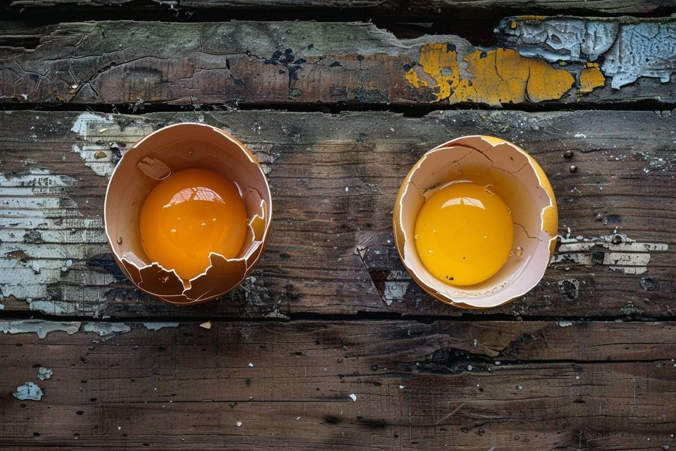 Image d'illustration. Œufs cassés avec jaunes contrastés