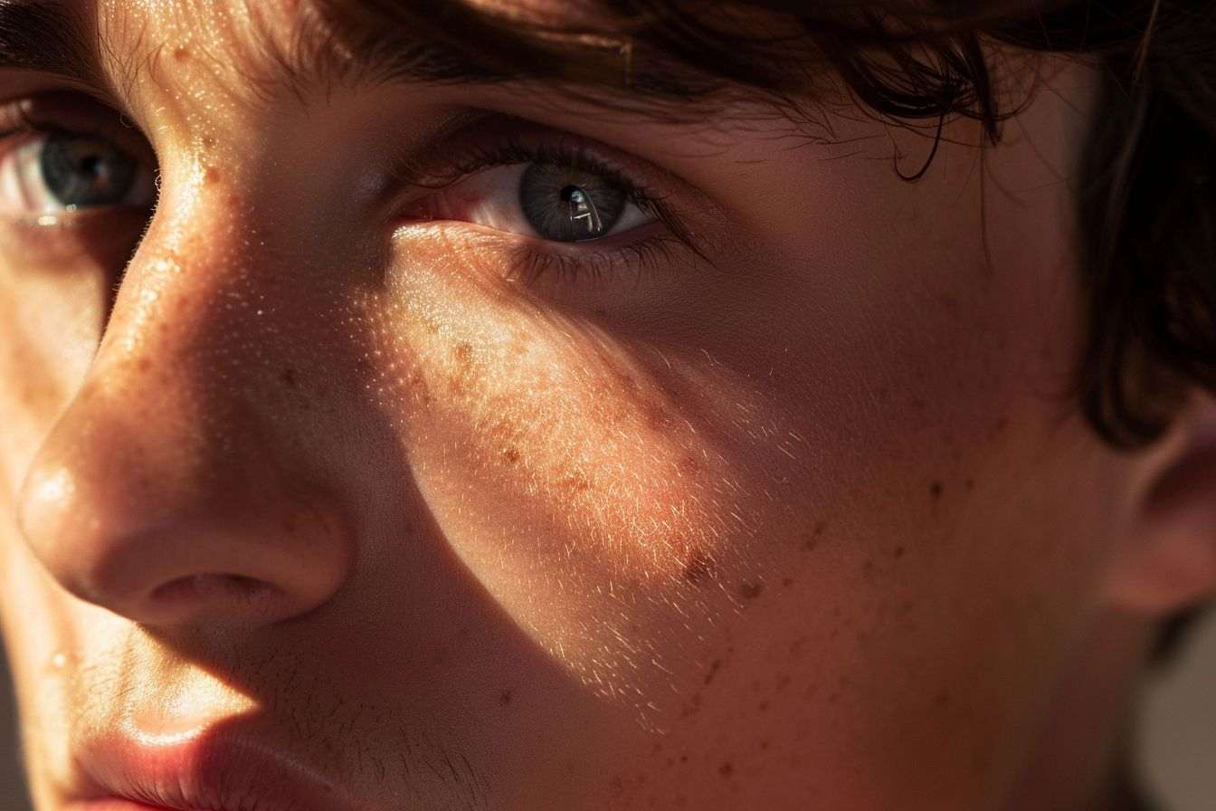 Portrait en gros plan d un homme à la peau saine