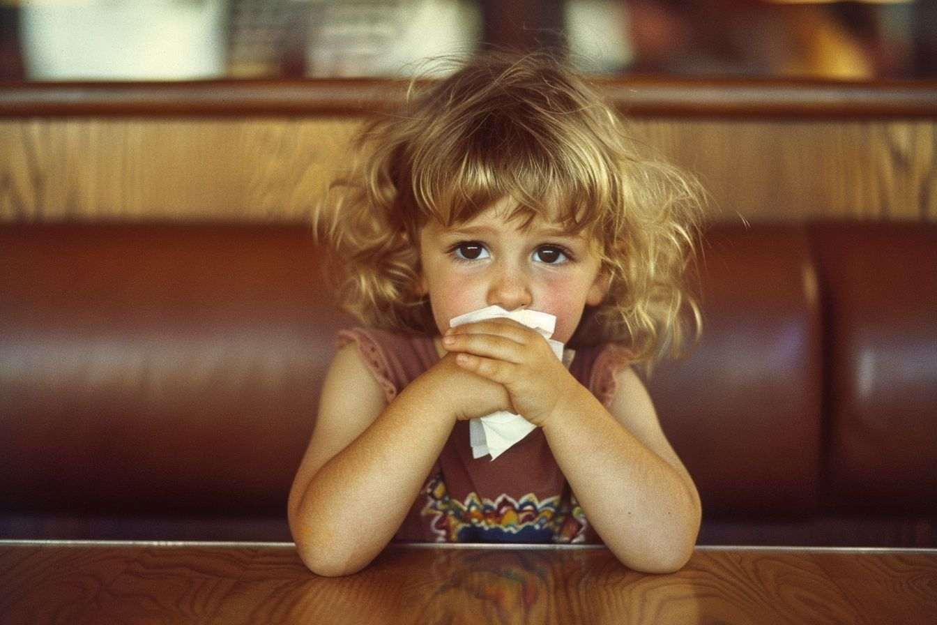 Enfant concentré avec mouchoir