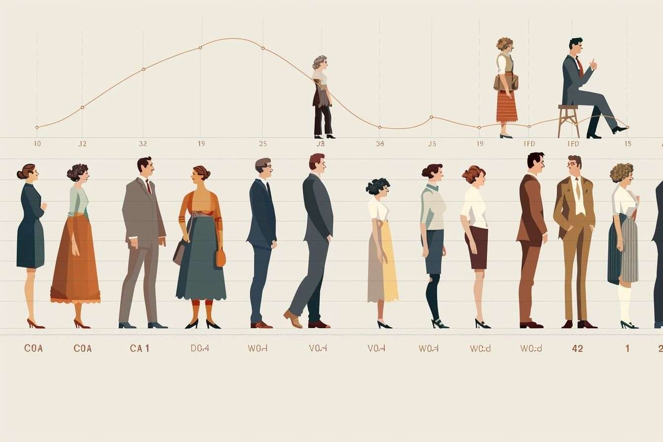 Image d'illustration. Graphique sur les tendances de la taille des hommes et des femmes