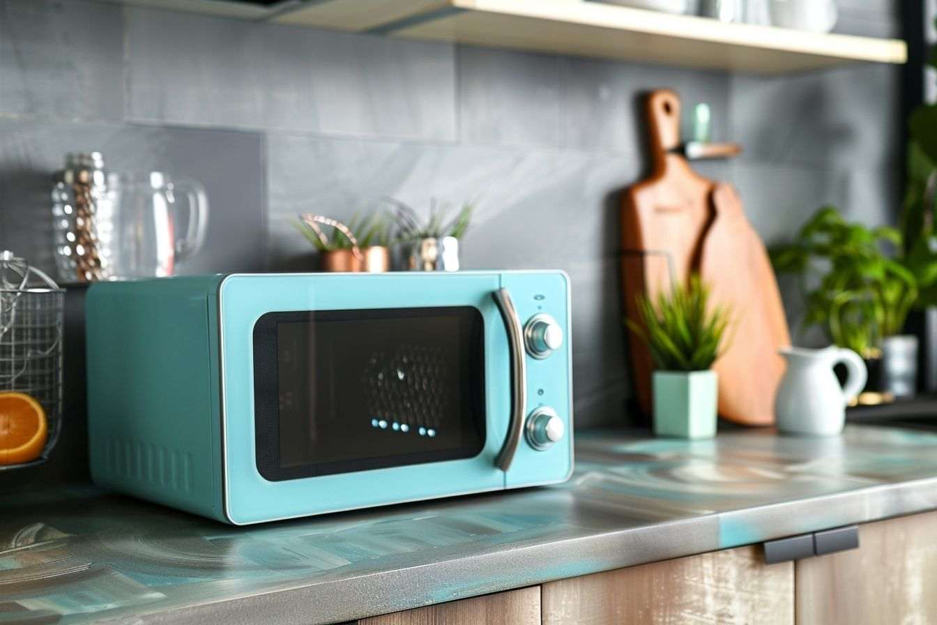 Image d'illustration. Micro ondes élégant aux couleurs vives