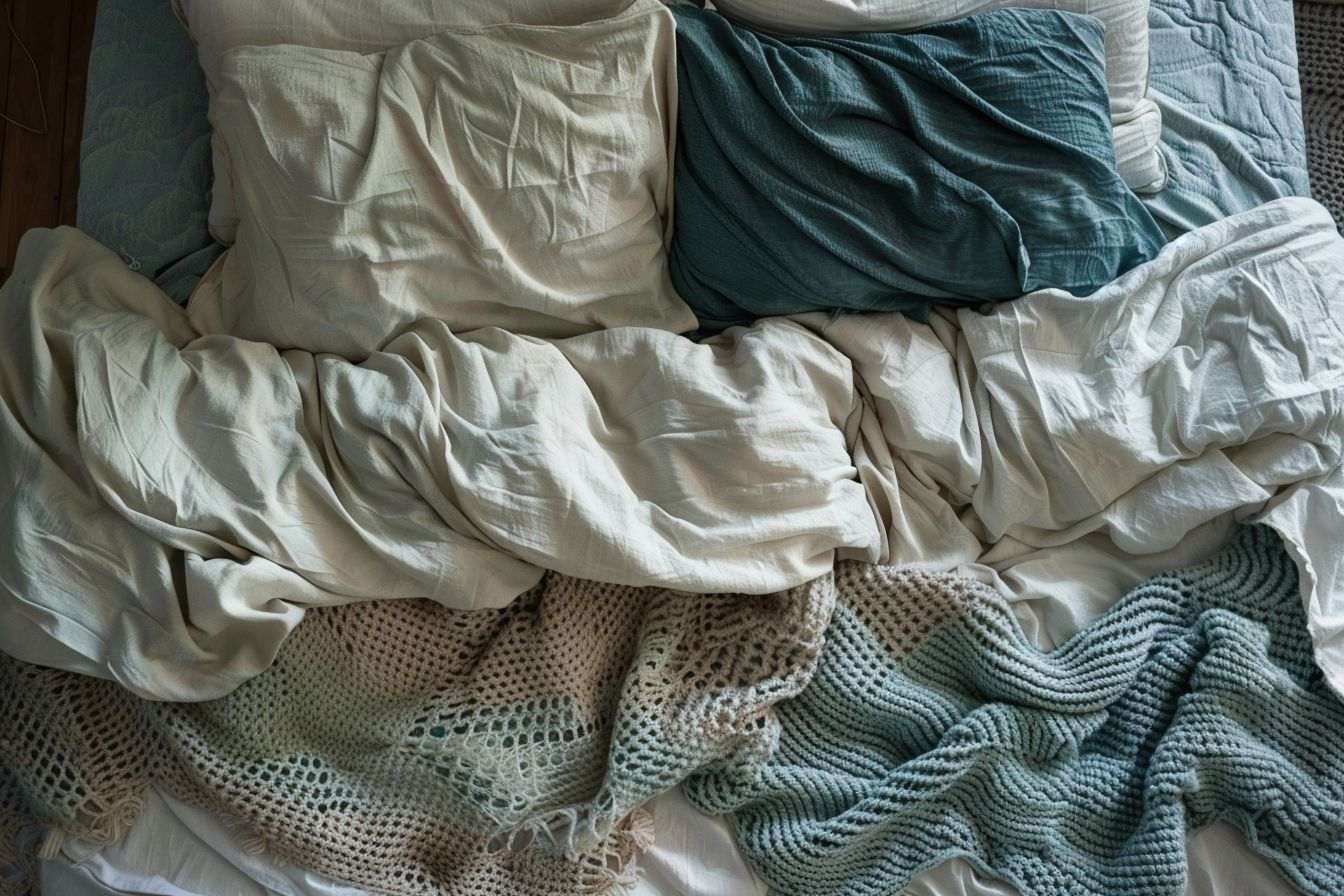 Vue de dessus d un lit défait