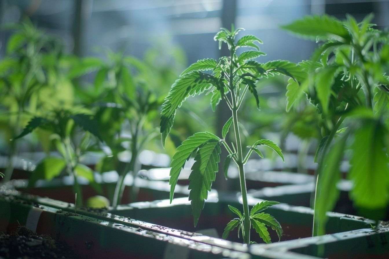 Gros plan de plants de cannabis thérapeutique