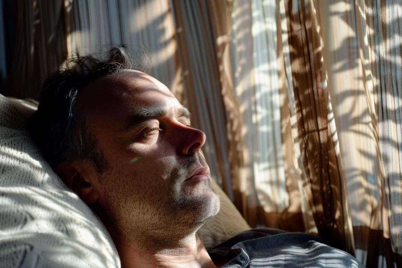Homme reposant sur un coussin doux