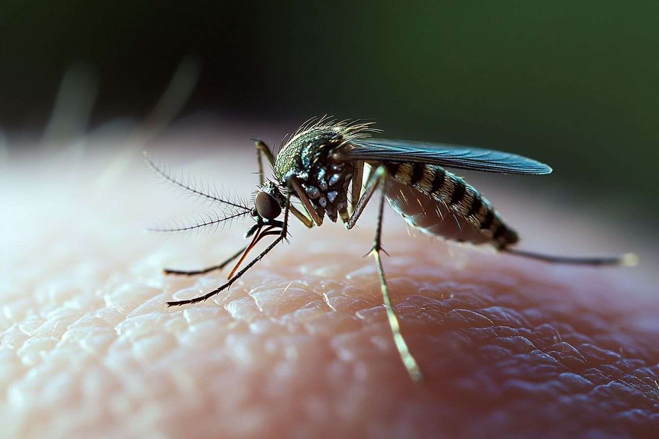 Gros plan d un moustique près de l oreille