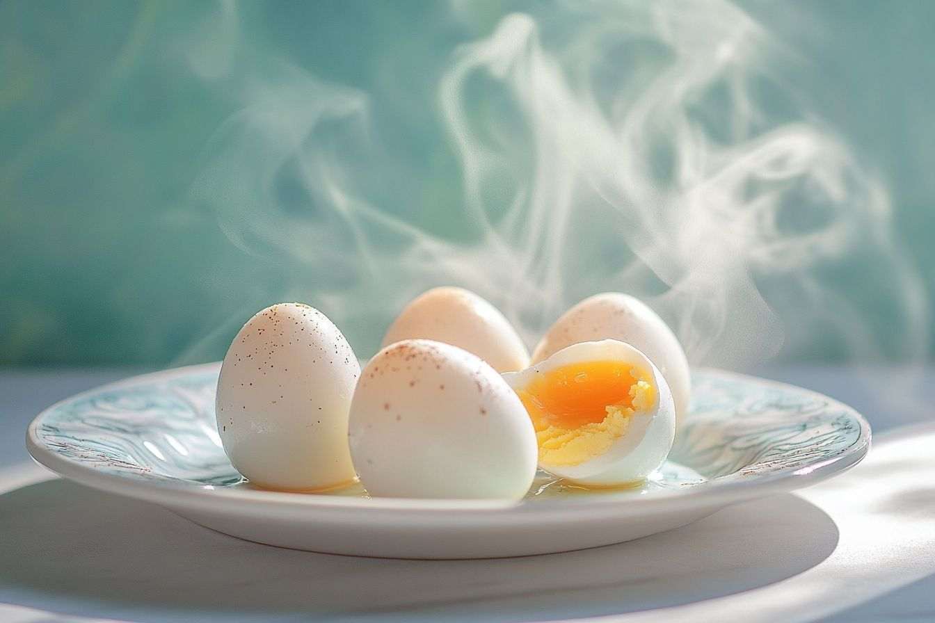 Assiette d œufs durs cuits à la perfection