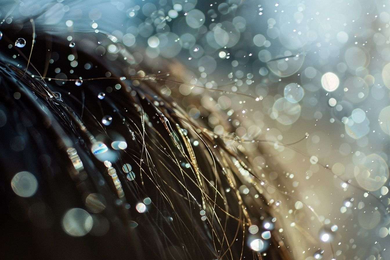 Cheveux lumineux avec gouttes de shampooing