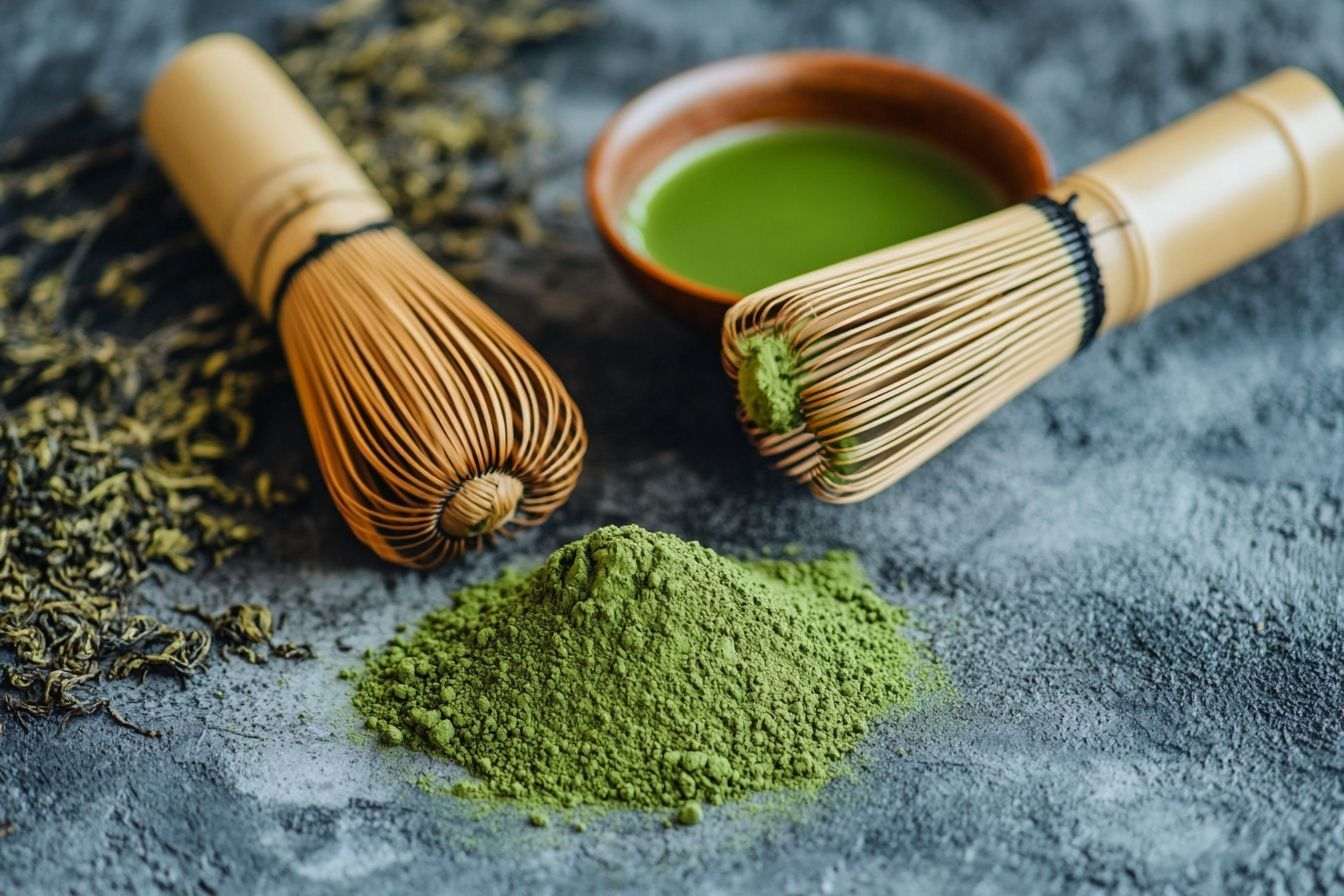 Vue de dessus des ingrédients de matcha