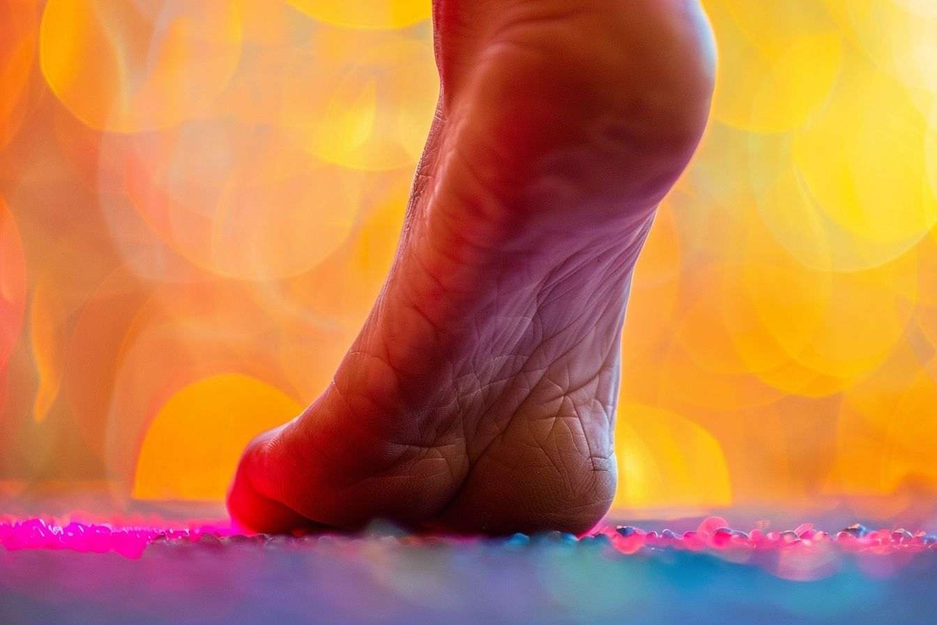 Texture du pied contre un fond vibrant