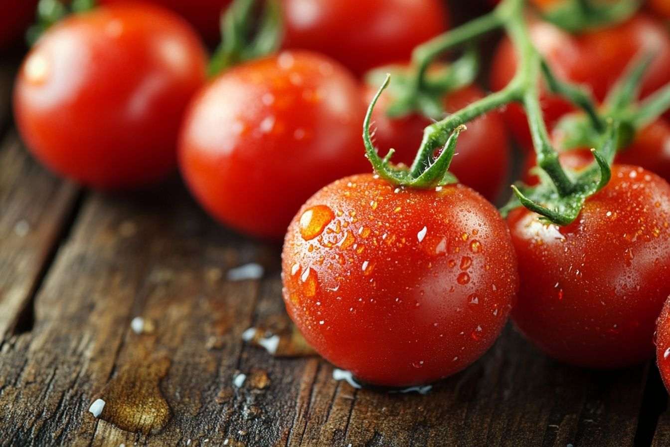 Tomates cerises brillantes en gros plan