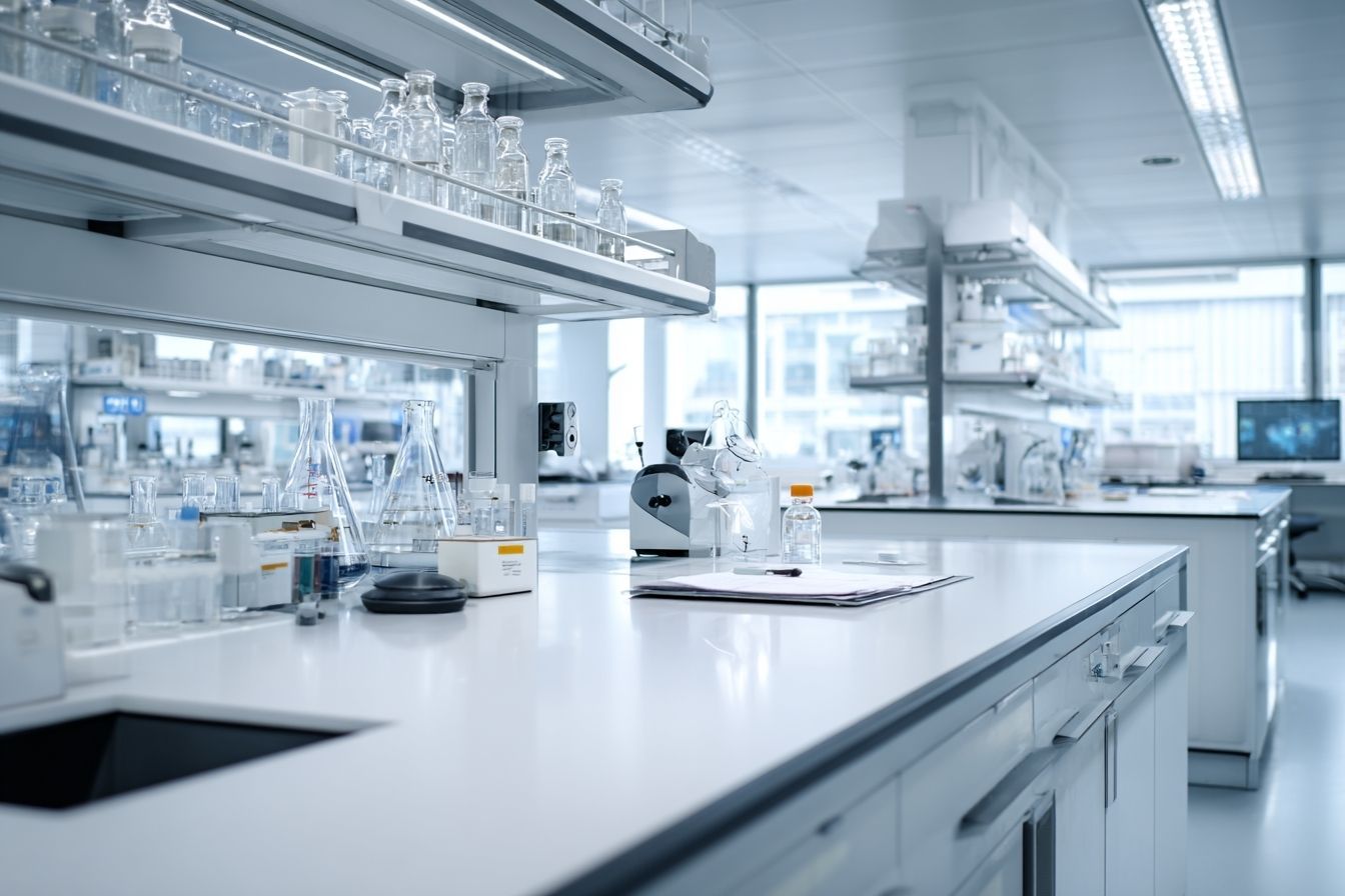 Intérieur de laboratoire moderne avec équipement épuré
