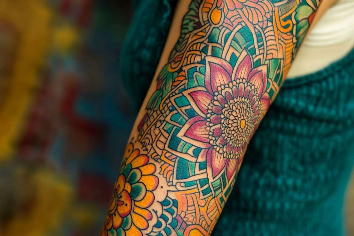 Tatouage détaillé et coloré bras