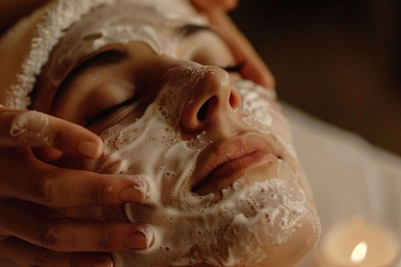 Application de crème naturelle en gros plan