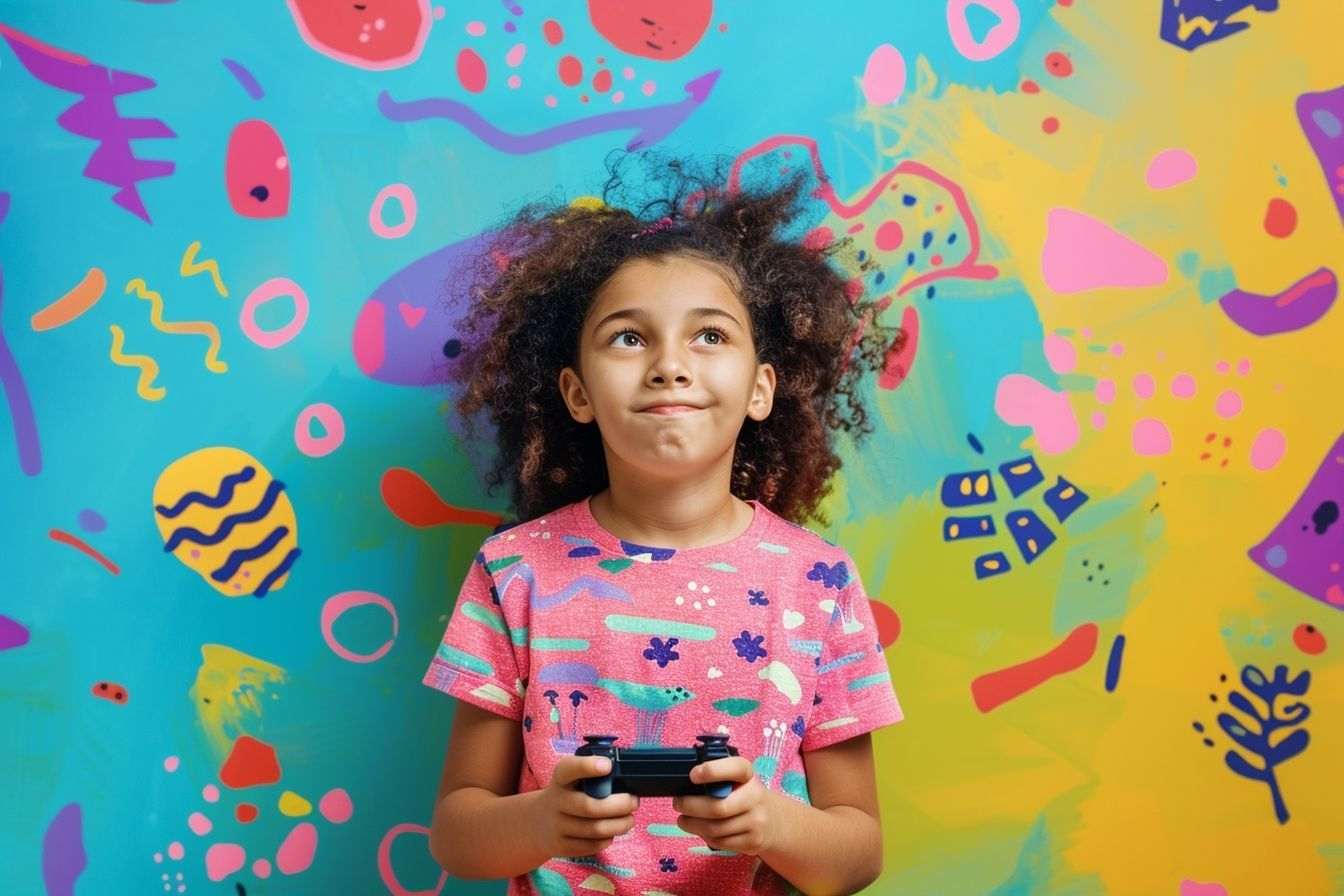 Contrôleur de jeu dans mains d enfant