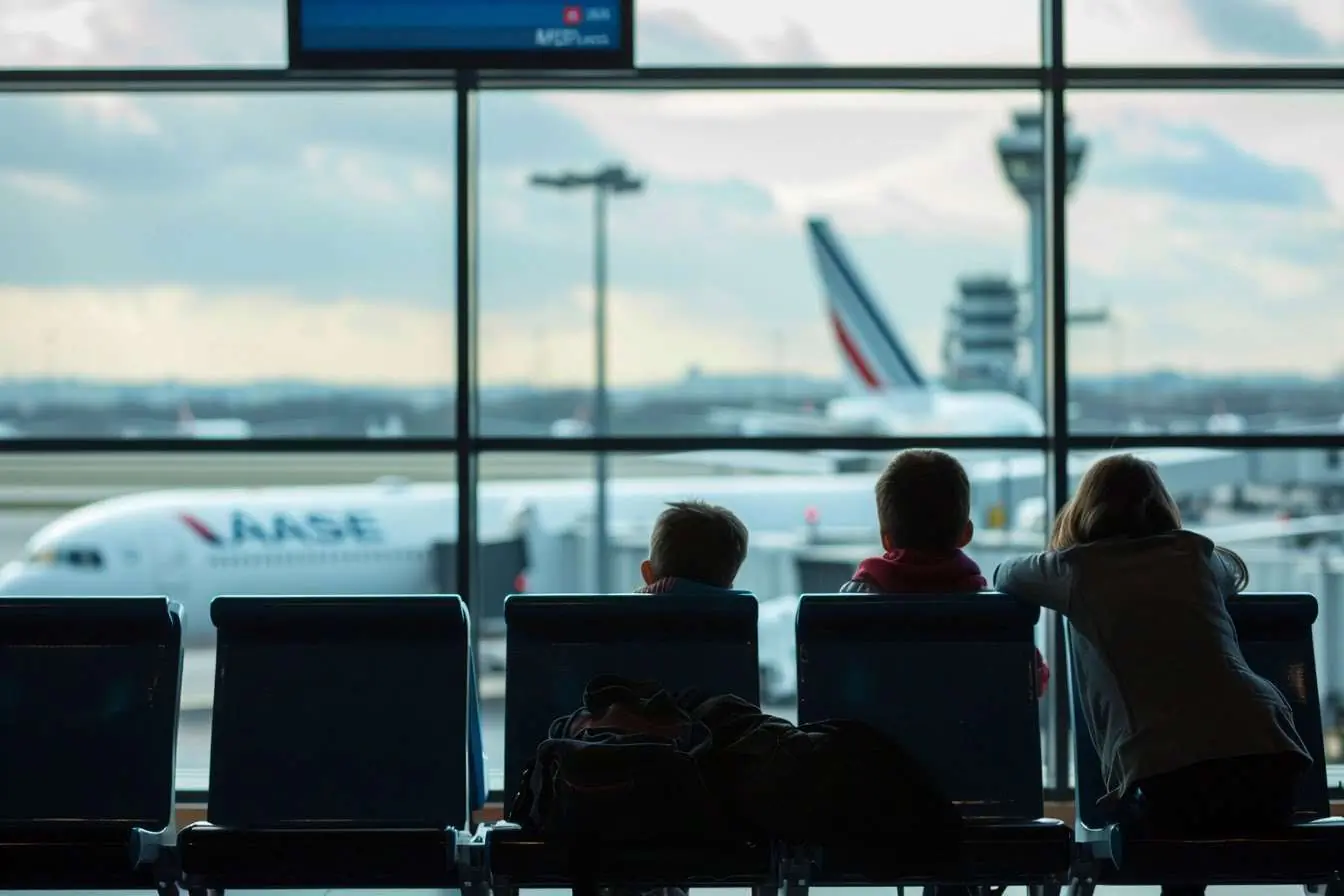 Famille en attente à l'Aéroport