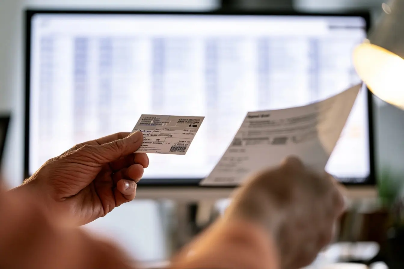 Carte Medicare face à un écran de tri
