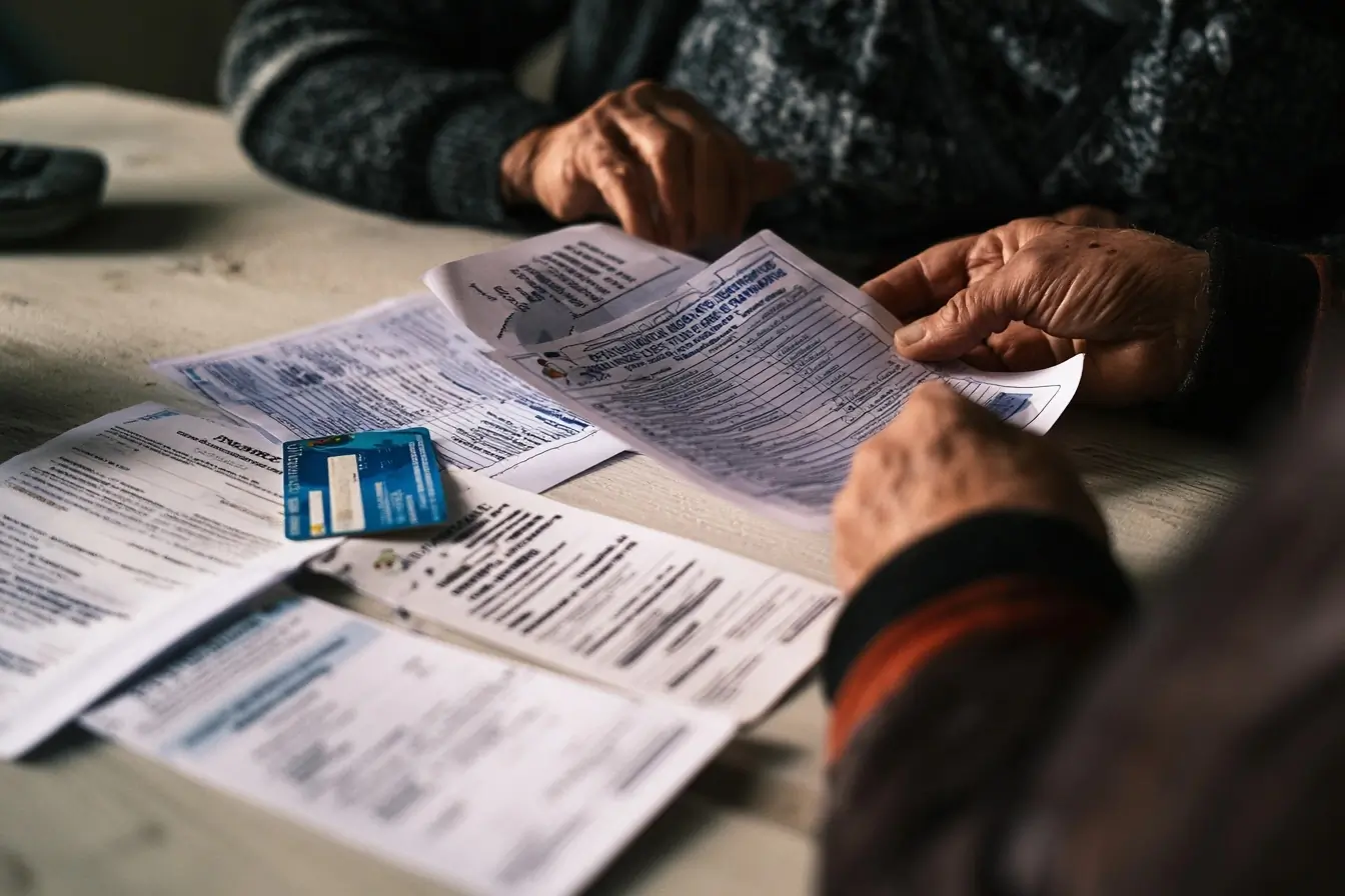 Main sur devis de mutuelle et carte Vitale
